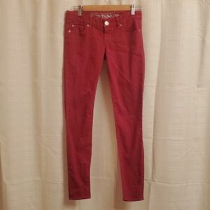 Express Zelda Slim Fit Ultra Low Rise Red Jeans Womens Sz 0 EUC Y2K XS Bold Red